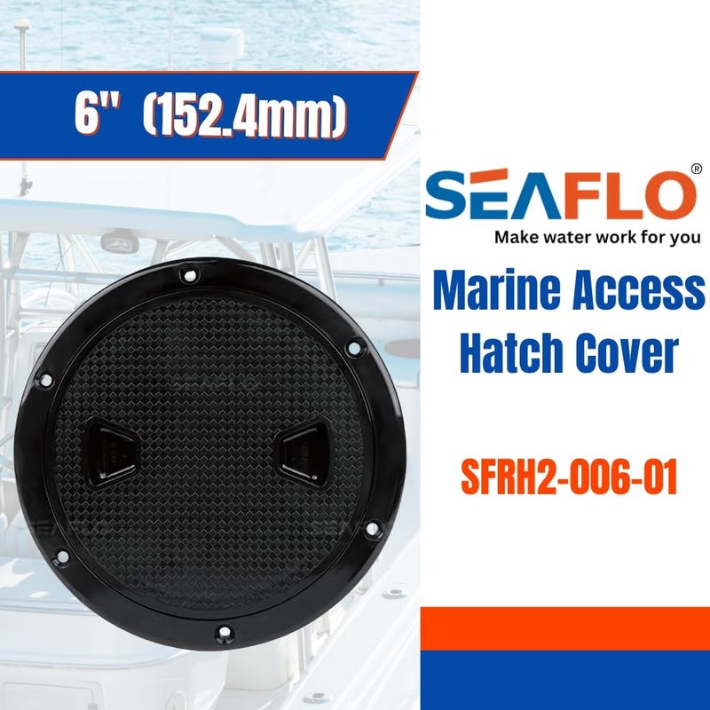 SEAFLO 4" - 8" Black Circular Non Slip Inspection Hatch w/Detachable Cover (6") - Image 2